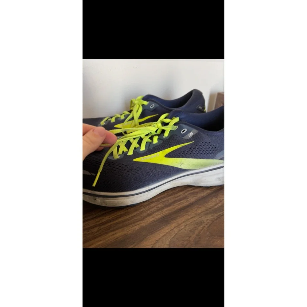 Brooks Ghost 15 Mens Running Shoes Navy Neon Yellow 1103931D429 Size 13 Medium D